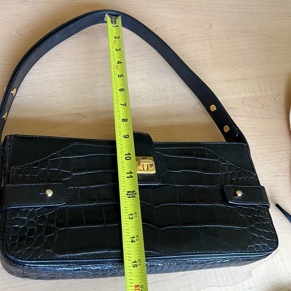 COLE HAAN Saddle Stamped Croc Handbag Purse - Picture 11 of 12